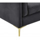 Charcoal Grey Velvet French Piping Gold Leg Sofa 